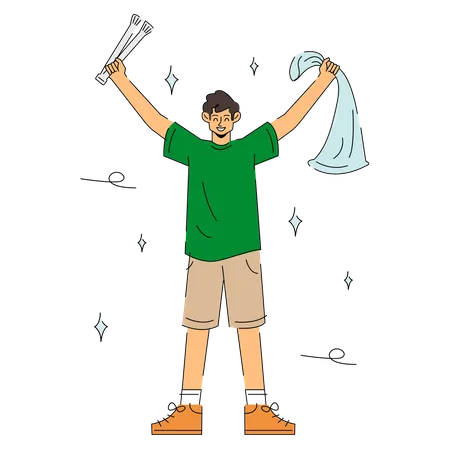 A man with hands in air